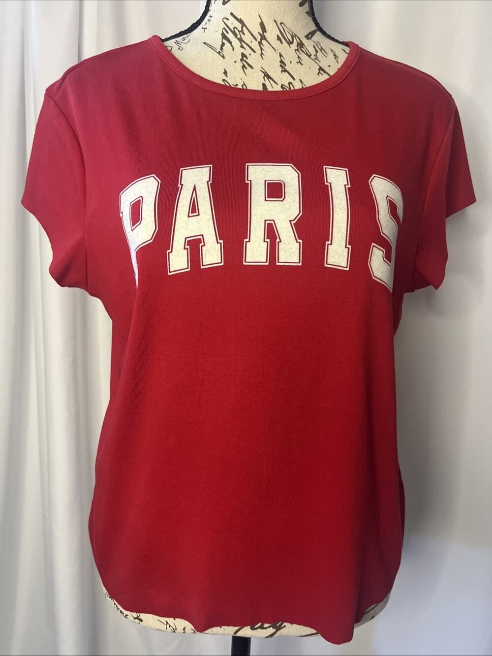 Wild Fable Paris Graphic T-Shirt Red Juniors XL Short Sleeve Tee Casual Cotton